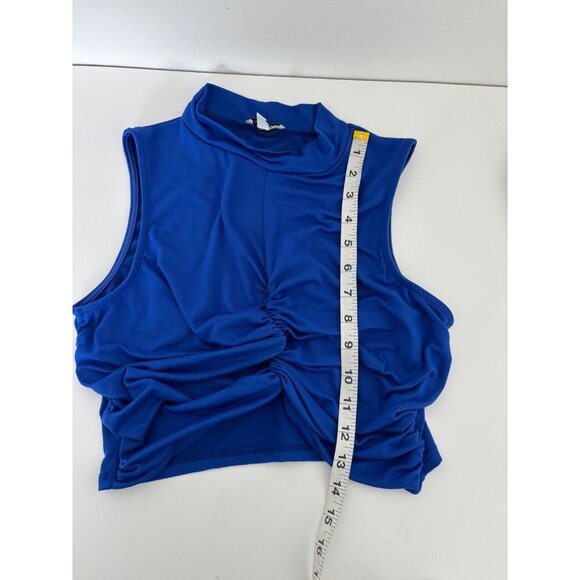 Skirt & Crop Top Set Large BodyCon Blue Ruched Y2K Glam Cyber Grunge Festival - Picture 7 of 15